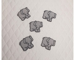 Patch Aplique Mini Elefante Cinza 5 un - P. Entrega