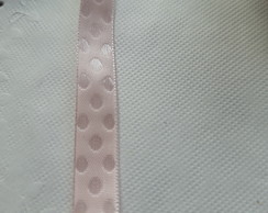 Fita De Cetim Rosa Com Bolinha Adamascada - 5 Metros
