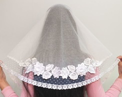 Véu Ccb Com Aplicação 3d No Tule Poá