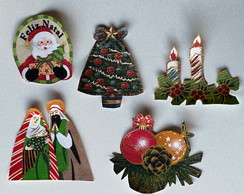 5 Patch Aplique Termocolante Vela Arvore Papai Noel Bola