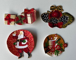 4 Patch Aplique Termocolante Bola Vela Papai Noel e Presente
