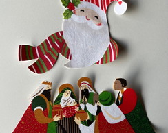 2 Patch Aplique Termocolante Papai Noel Jesus e Maria