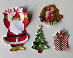 Patch Aplique Termocolante Papai Noel Vela Arvore e Presente