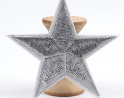 Estrela Prata Bordada Bordas Brancas 10 Und 7.2cm