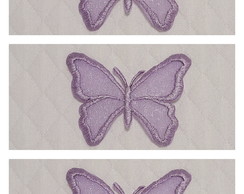 Borboleta Organza Aplique Termocolante - Lilás Kit 3 un