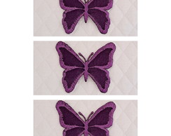 Borboleta Organza Aplique Termocolante - Roxo Kit 3 un