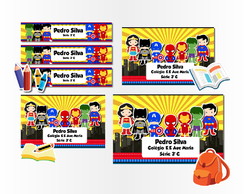 Kit 40 Etiquetas Escolares Identificação - Heróis