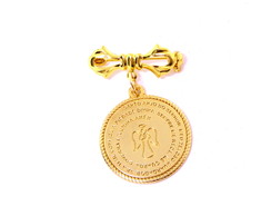 Broche Alfinete Anjo da Guarda Oração Santo Anjo Folheado