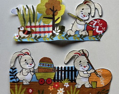 2 Patch Aplique Termocolante Páscoa - Coelho com Carrinho