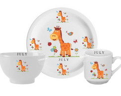 Kit de Refeição Infantil Porcelana Personalizada Girafa