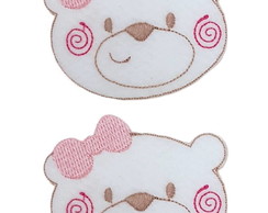 Ursinha Laço Patch Aplique Bordado Termocolante - Kit 2 Pç
