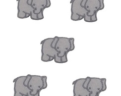 Elefante Mini Patch Aplique Bordado Termocolante - Kit 5 Pç