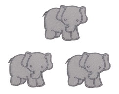 Elefante Patch Aplique Bordado Termocolante - Kit 3 Pç