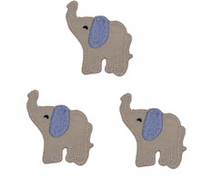 Elefante Patch Aplique Bordado Termocolante - Kit 3 Pç