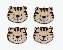 Tigre Patch Aplique Bordado Termocolante - Kit 4 Pç