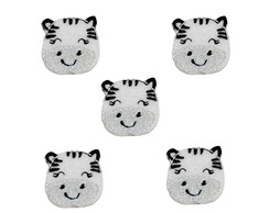 Zebra Patch Aplique Bordado Termocolante - Kit 5 Pç