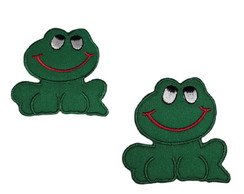 Sapo Patch Aplique Bordado Termocolante - Kit 2 Pç