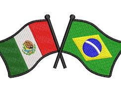 Matriz de Bordado Bandeiras México e Brasil