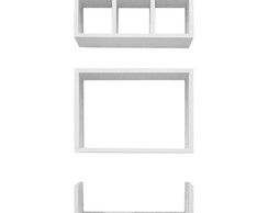 Kit com 3 Nichos e Prateleiras mdf Branco Tx Nchbr014