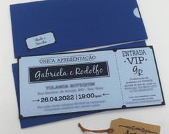 Convite Casamento Ticket / Entrada / Ingresso Azul