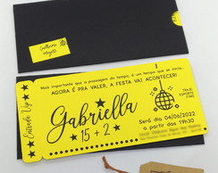 Convite 15 Anos Ticket Ingresso Amarelo Neon