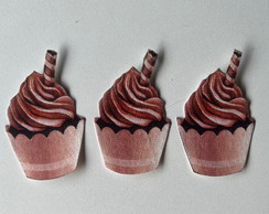 3 Patch Aplique Termocolante Cupcake Chocolate