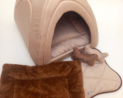 Casinha Iglu para Pets Pelúcia 70x70 com 4 Peças