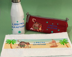 Kit Infantil Moana: Garrafinha, Estojo e Toalhinha
