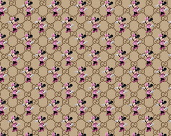 Tecido Grife Guci Minnie Disney Costura - 140 cm x 100 Cm.