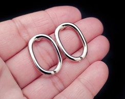 Base de Brinco Oval Prateada (2,5 Cm)