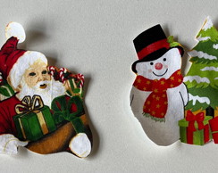Patch Aplique Termocolante Boneco de Neve e Papai Noel