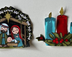 2 Patch Aplique Termocolante Menino Jesus e Velas