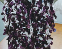 Cachecol Trieste Uva e Branco, com Franjas Laterais