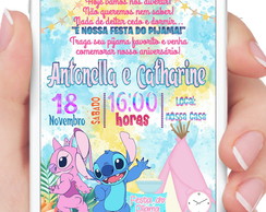 Convite Digital Lilo e Stitch Festa do Pijama