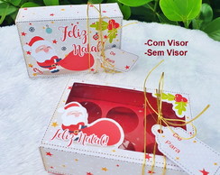 Arquivo para Corte Caixa 6 Doces com Visor Natal