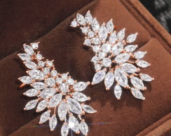 Brinco Ear Cuff Zircônia Rosé Noiva Madrinha Festa