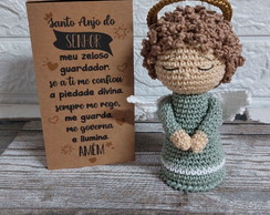 Anjo da Guarda Amigurumi com Caixa e Oração 18 cm