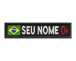 Patch Bordado Targeta Nome Tipo Sangue Militar Termocolante