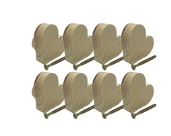 Kit 8 Puxadores Coração Pinus Quarto Infantil
