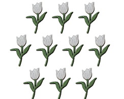 Flor Tulipa Patch Aplique Bordado Termocolante Kit 10 un