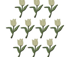 Flor Tulipa Patch Aplique Bordado Termocolante Kit 10 un