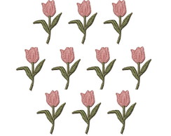 Flor Tulipa Patch Aplique Bordado Termocolante Kit 10 un