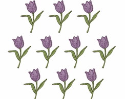 Flor Tulipa Patch Aplique Bordado Termocolante Kit 10 un