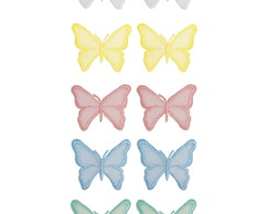 Borboleta Organza Aplique Termocolante 10 un = 2 un P/cor