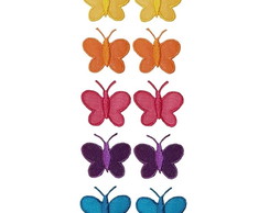Borboleta Organza Aplique Pp Termocolante 10 un = 2 un P/cor
