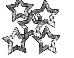 Patch Estrela Vazada Dourada e Prata Bordada com Paete 5 Und