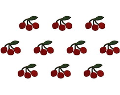 Fruta Cereja Mini Patch Aplique Bordado Termocolante 10 un
