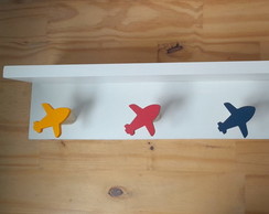 Cabideiro e Pendurador com Prateleira Quarto Infantil Avião