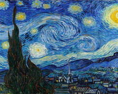 Tecido Van- Gogh Noite Estrelada 140 cm x 100 cm Microfibra