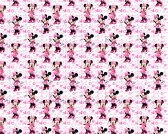 Tecido Minnie Espalhadas F. Cabeça Microfibra 140 x 50 Cm.